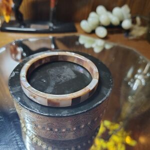 Elegant Mother Of Pearl Vintage Brown and Cream Bangle